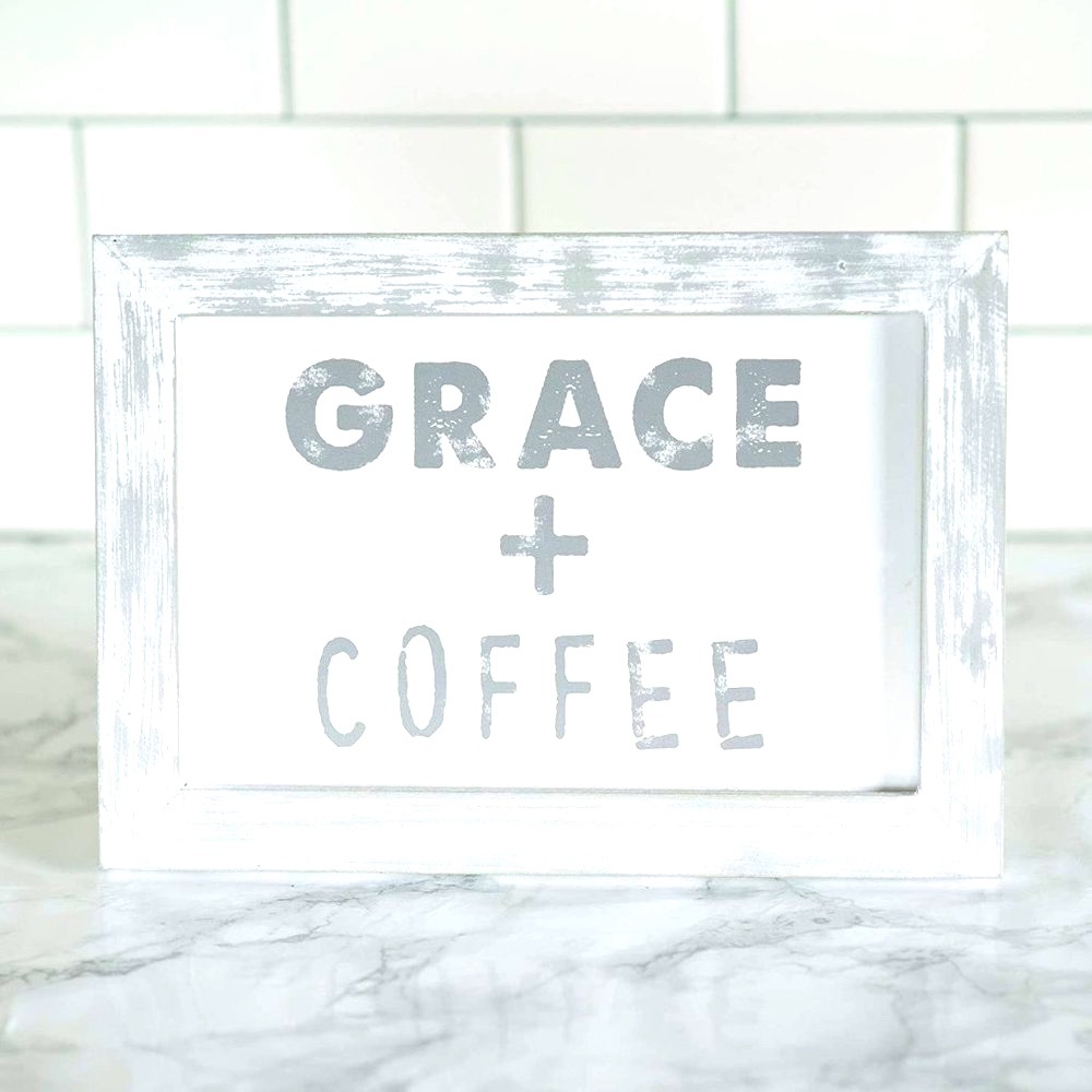 Grace & Coffee Framed Wooden Plaque
